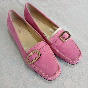 Anne Klein iFlex Bryce Pastel Pink Suede Square Toe Loafers Size 7 W  New